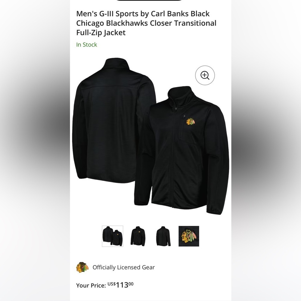 Men’s G-111 Sports by Carl Banks Chicago Blackhawks Closer Transitional Jacket​​